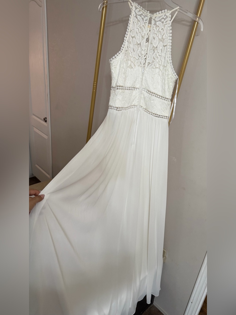 Premier White Lace Bodice Maxi Dress